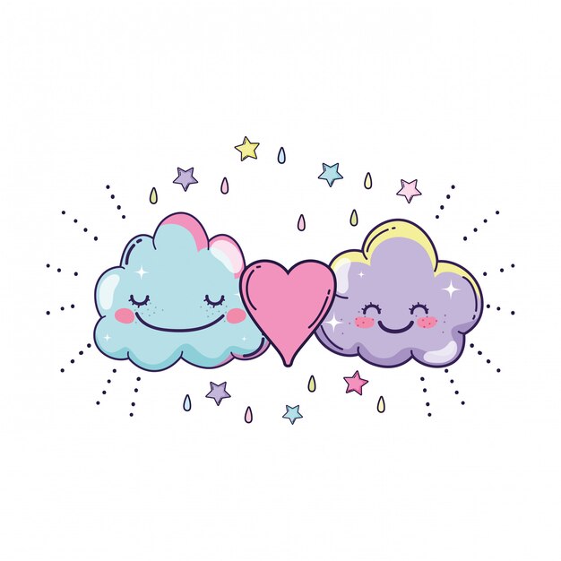 Dibujos animados de nubes lindas