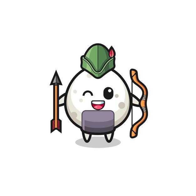 Dibujos animados de Onigiri como mascota de arquero medieval