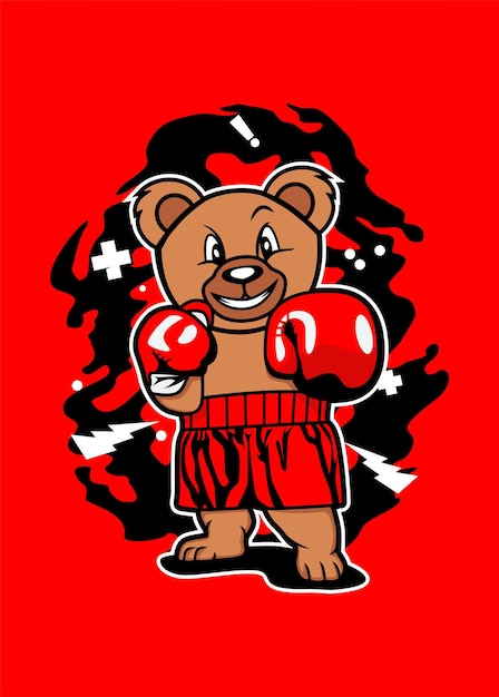 Vector dibujos animados del oso de boxeo