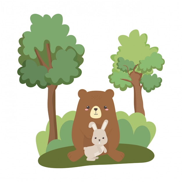 Dibujos animados de oso y conejo
