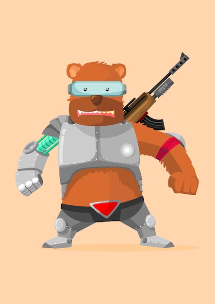 dibujos animados de oso robótico
