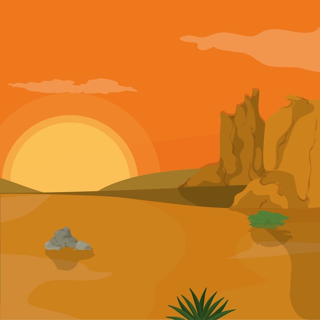 Dibujos animados de paisaje del desierto