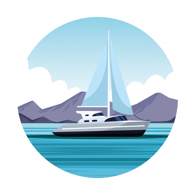 Vector dibujos animados paisaje velero