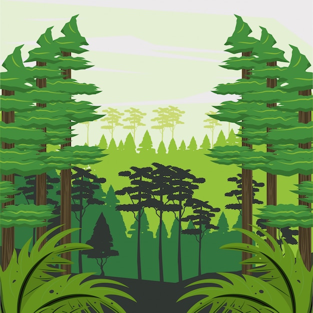 Vector dibujos animados de paisajes de la selva