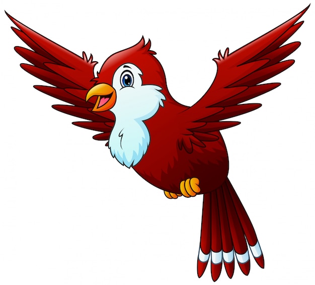 Dibujos animados de un pájaro rojo volando en el cielo