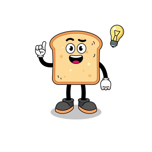 Dibujos animados de pan con una pose de idea
