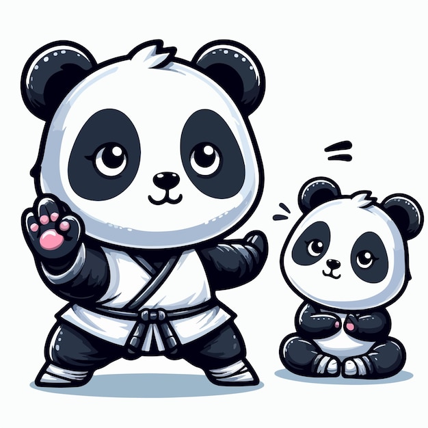 Vector dibujos animados de panda bonitos aislados en fondo blanco ilustración vectorial