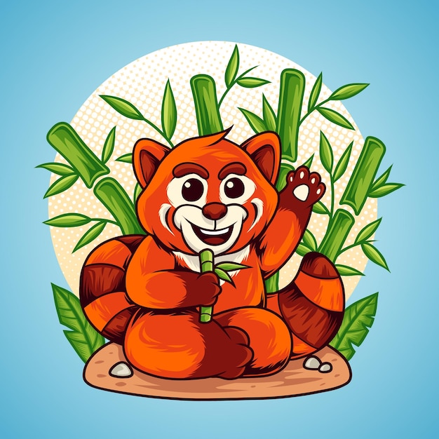 Dibujos animados de panda roja