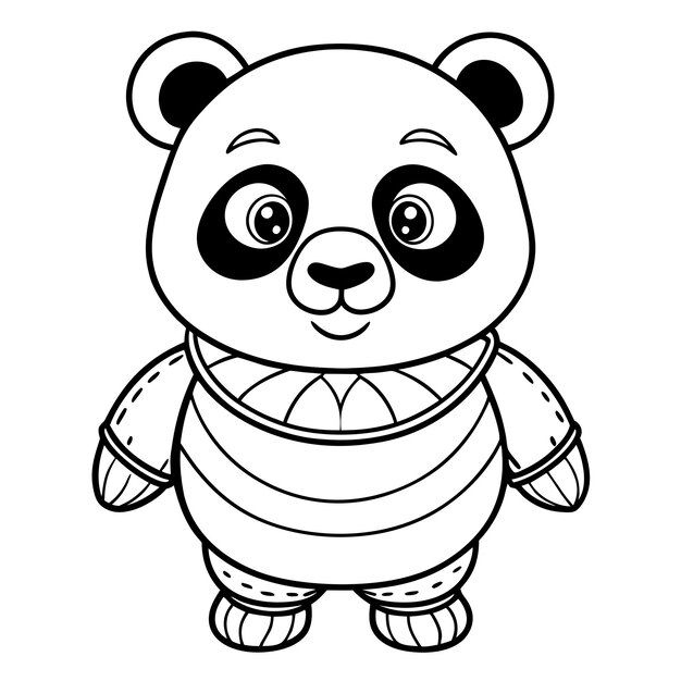 Dibujos animados de pandas con fondo blanco y negro Arte de líneas de panda para bebés dibujados