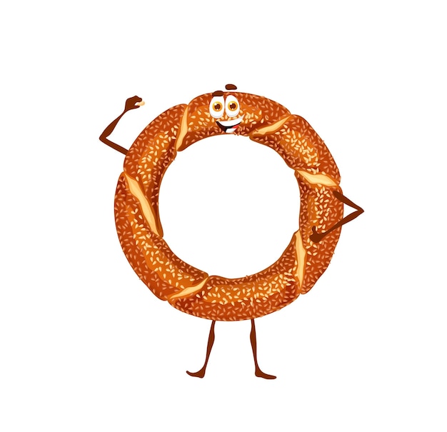 Vector dibujos animados panecillo turco simit carácter panadería comida