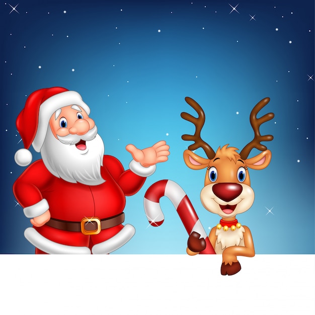 Dibujos animados de Papá Noel y renos