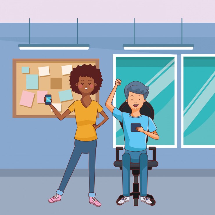 Vector dibujos animados de pareja casual joven