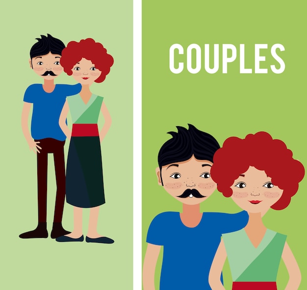 Vector dibujos animados de parejas lindas