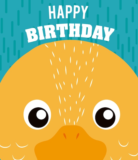 Dibujos animados de pato en la tarjeta del feliz cumpleaños