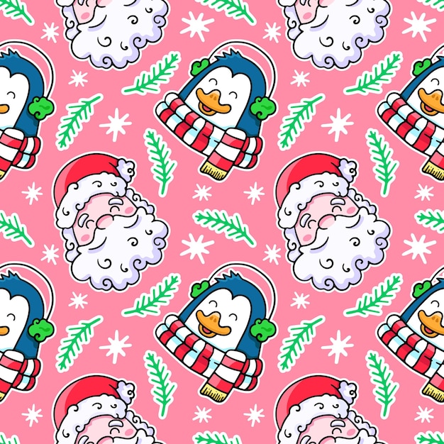 Dibujos animados patrón de Navidad vector de patrones sin fisuras en el estilo de garabatos dibujados a mano
