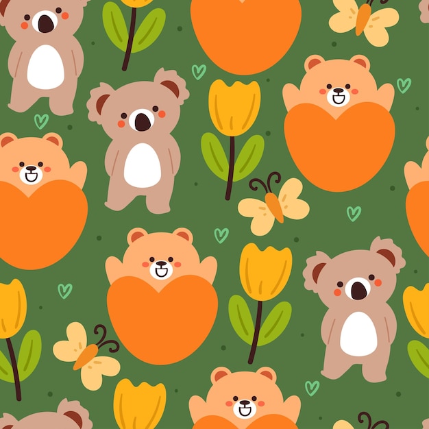 dibujos animados de patrones sin fisuras koala y oso lindo papel tapiz animal para papel de regalo textil