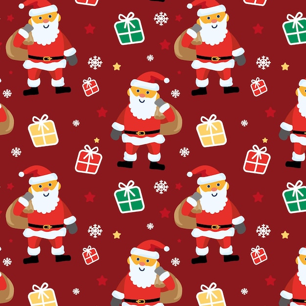 Dibujos animados de patrones sin fisuras de Santa listo para papel de regalo