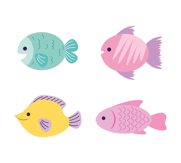 Vector dibujos animados de peces aislado sobre fondo blanco.