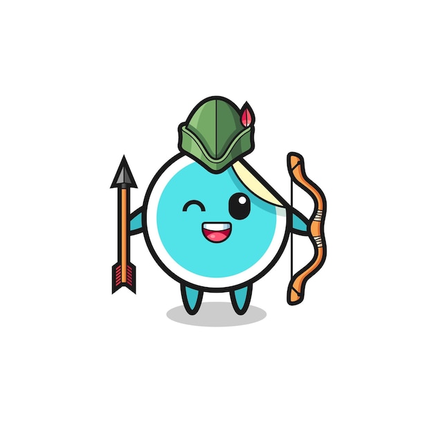 Dibujos animados de pegatina como diseño lindo de mascota de arquero medieval