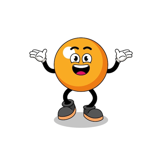 Dibujos animados de pelota de ping pong buscando con diseño de personajes de gesto feliz