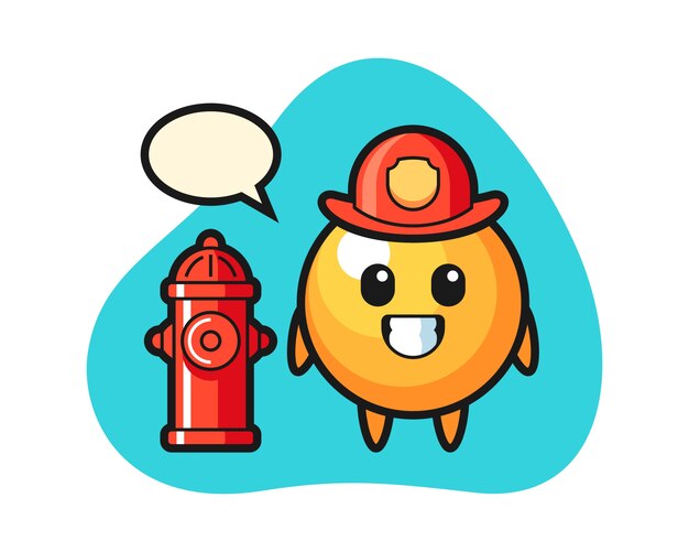 Dibujos animados de pelota de ping pong como bombero