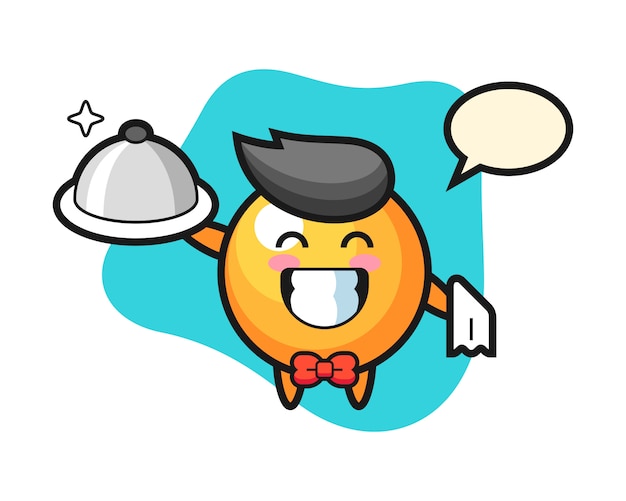 Dibujos animados de pelota de ping pong como camareros