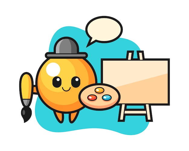 Dibujos animados de pelota de ping pong como pintor