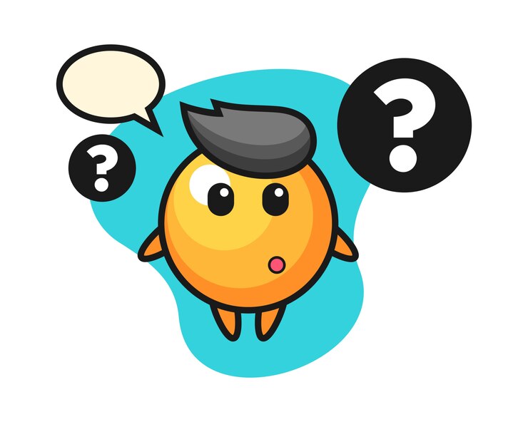 Vector dibujos animados de pelota de ping pong con el signo de interrogación
