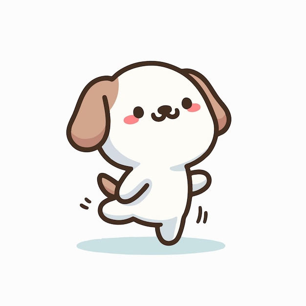 dibujos animados perro domado mascota bailando en estilo de diseño plano