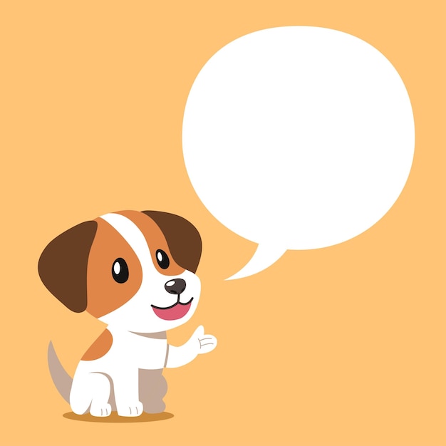 Dibujos animados de un perro Jack Russell Terrier con burbuja de habla