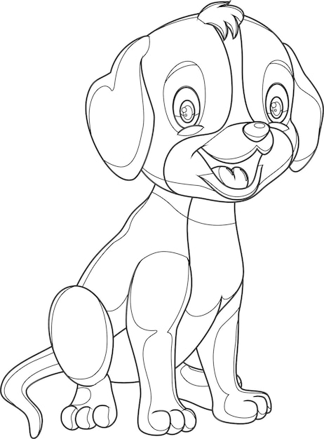 Vector dibujos animados de perro lindo rgb básicos aislados en blanco para colorear