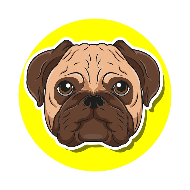 Dibujos animados de perro pug cabeza grande