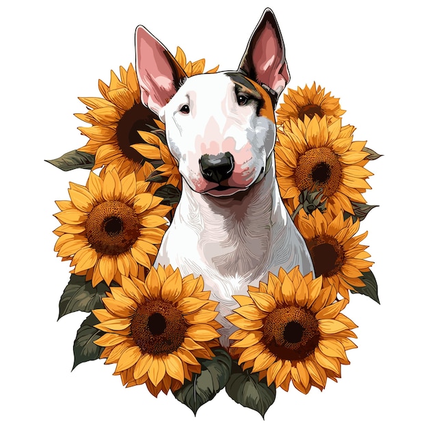 Dibujos animados de perros Bull Terrier con fondo blanco de estilo vectorial