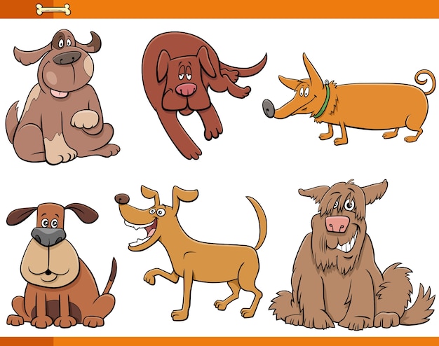 dibujos animados de perros y cachorros conjunto de personajes de animales