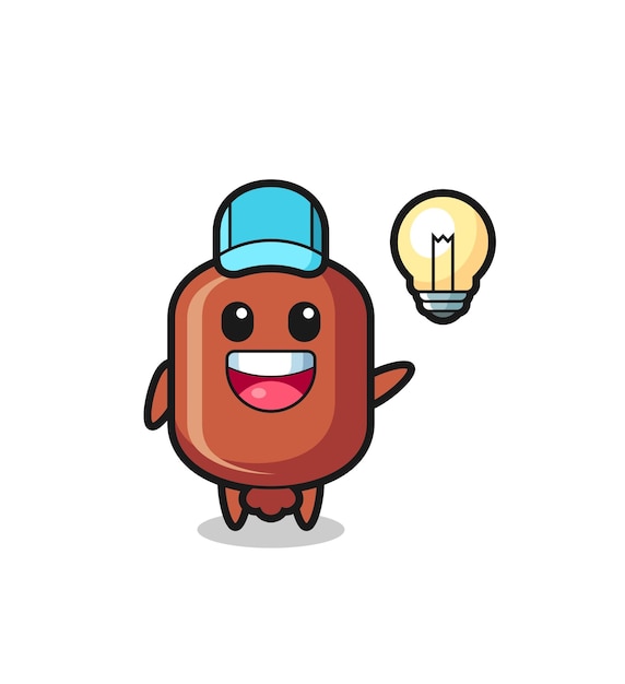 Dibujos animados de personaje de salchicha teniendo la idea