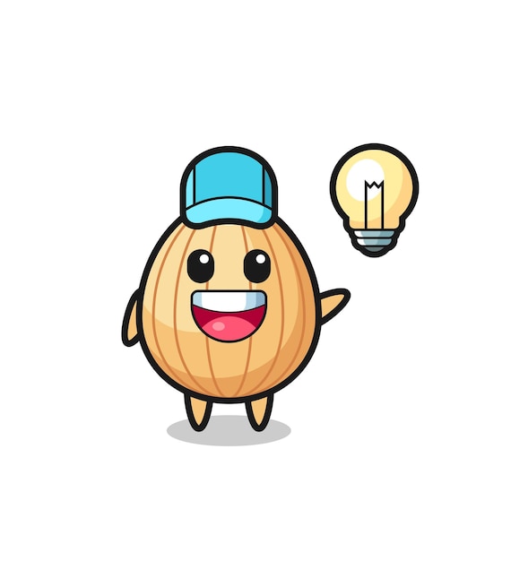 Dibujos animados de personajes de almendras captando la idea