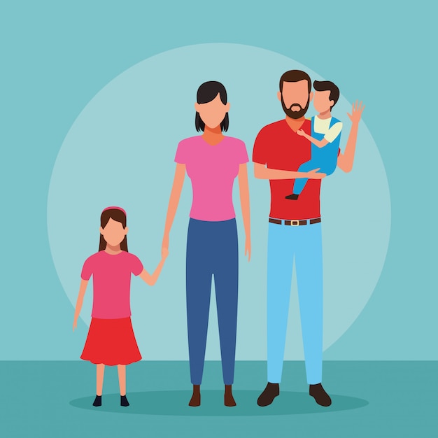 Vector dibujos animados de personas de familia