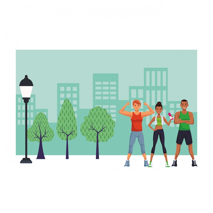 Vector dibujos animados de personas de fitness