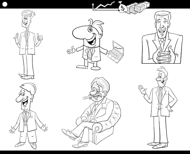 dibujos animados de personas de negocios personajes de juego página de colorear