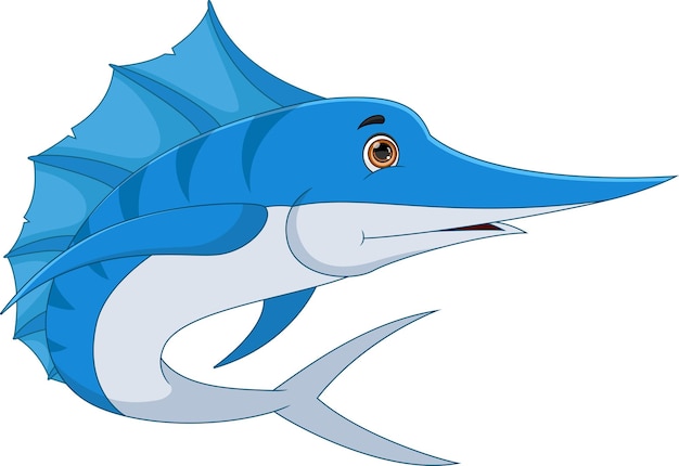 Vector dibujos animados de pez marlin sobre fondo blanco