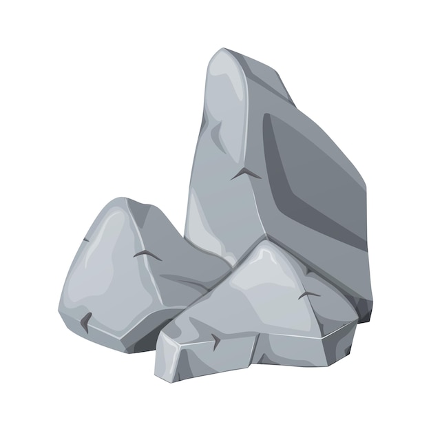 Dibujos animados de piedra de roca. Adoquines de varias formas. Rocas y escombros de la montaña.