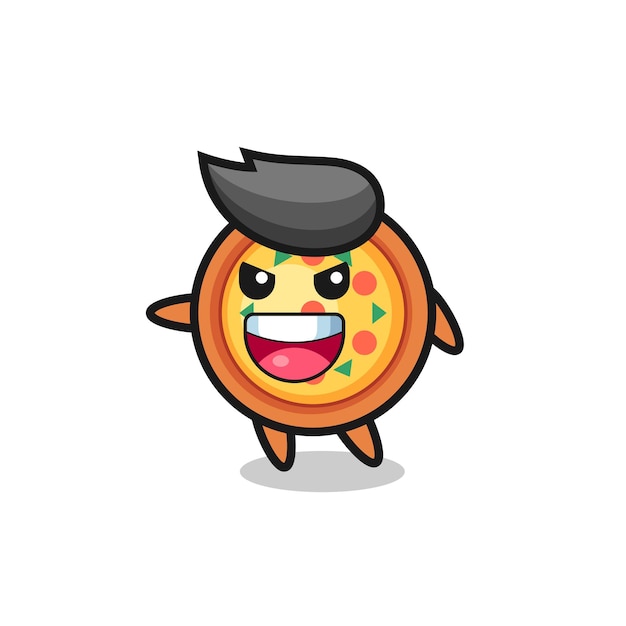 Dibujos animados de pizza con pose muy emocionada, diseño de estilo lindo para camiseta, pegatina, elemento de logotipo