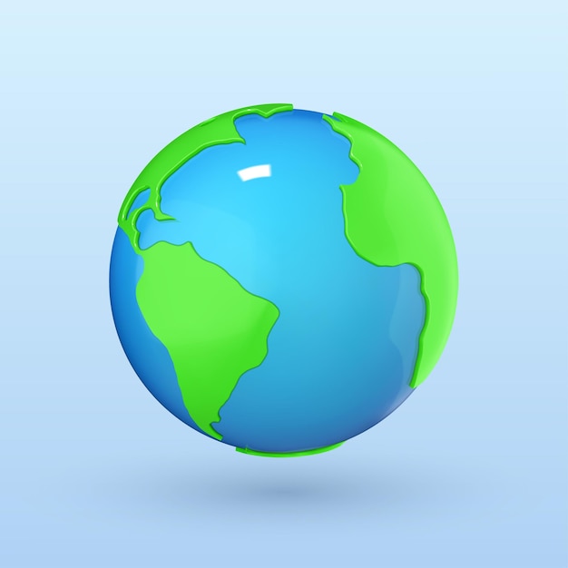 Dibujos animados planeta tierra aislado sobre fondo azul Día del planeta tierra o concepto del día del medio ambiente Ilustración vectorial 3d realista13