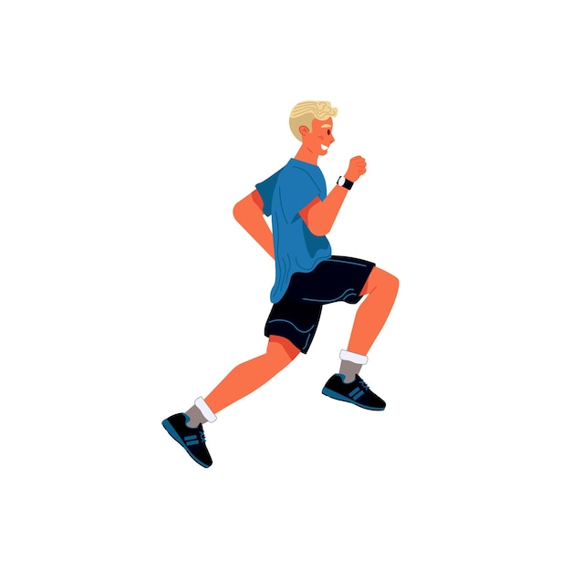 Vector dibujos animados planos corriendo hombre charactersporty estilo de vida saludable vector ilustración concepto