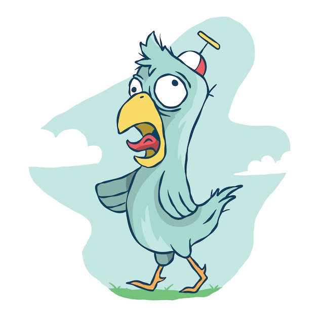 Vector dibujos animados de pollo azul loco