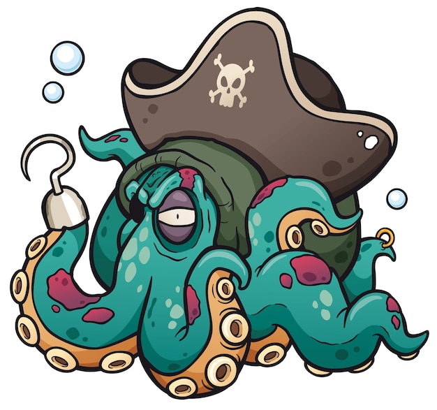 Vector dibujos animados de pulpo pirata