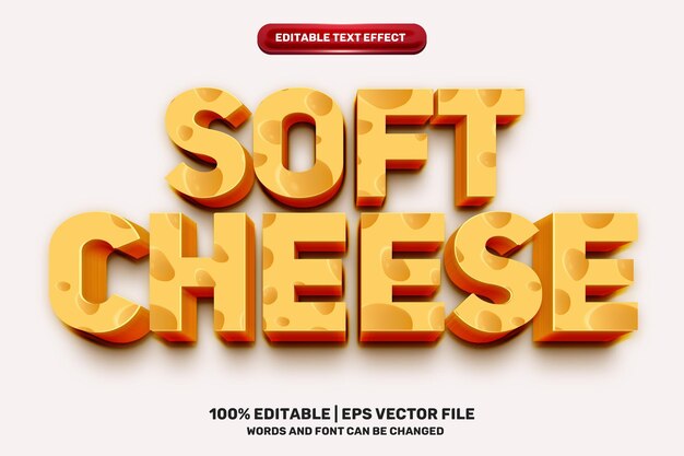 Dibujos animados de queso estilo cómico texto editable en negrita 3d estilo de efecto