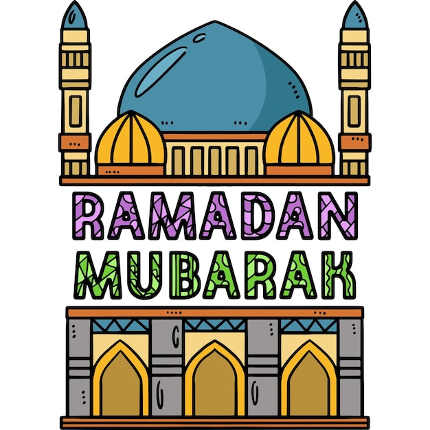 Dibujos animados de Ramadán Mubarak coloreado Clipart