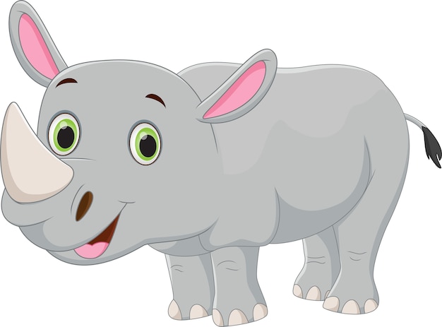 dibujos animados de rinoceronte feliz