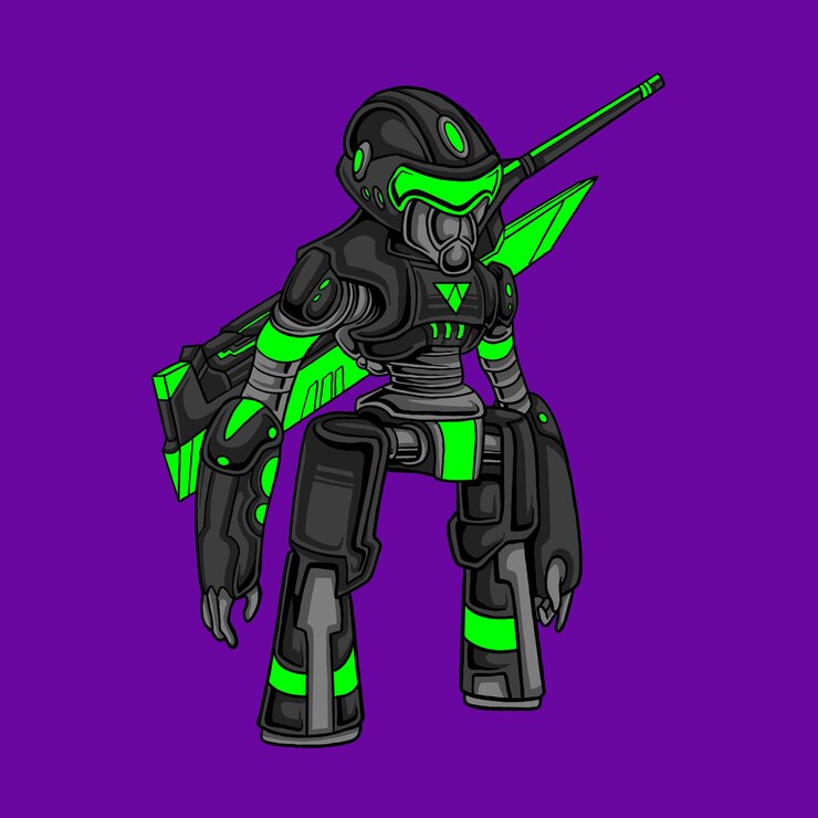 Vector dibujos animados de robot asesino de noche oscura